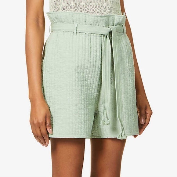 NWT SAMSOE SAMSOE Ember Quilted Paper Bag Short in Vineyard Green, Size Medium - Picture 3 of 11